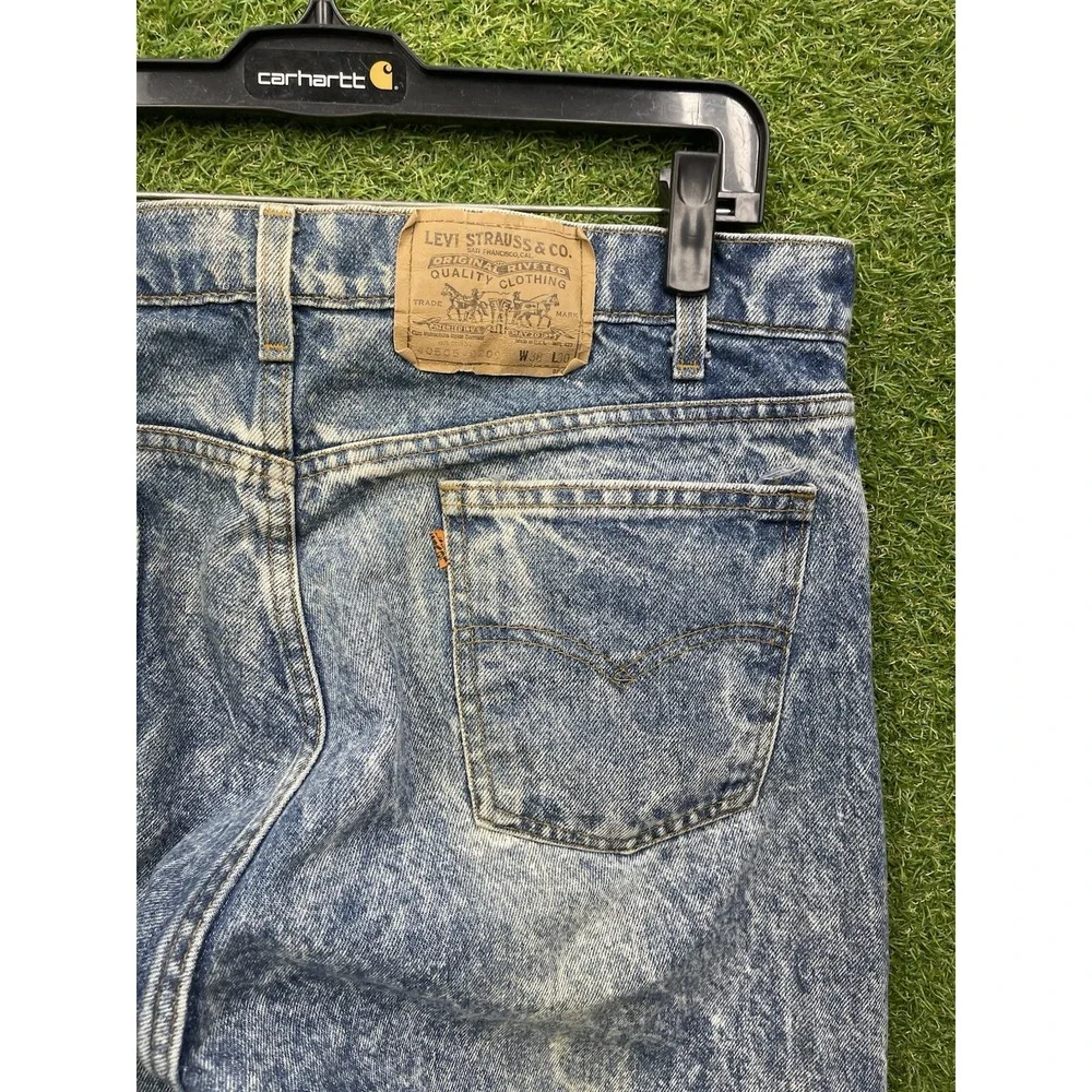 Vintage Levis 505 Orange Tab Jeans Mens 38x30 Workwear Acid Wash Blue Rare USA